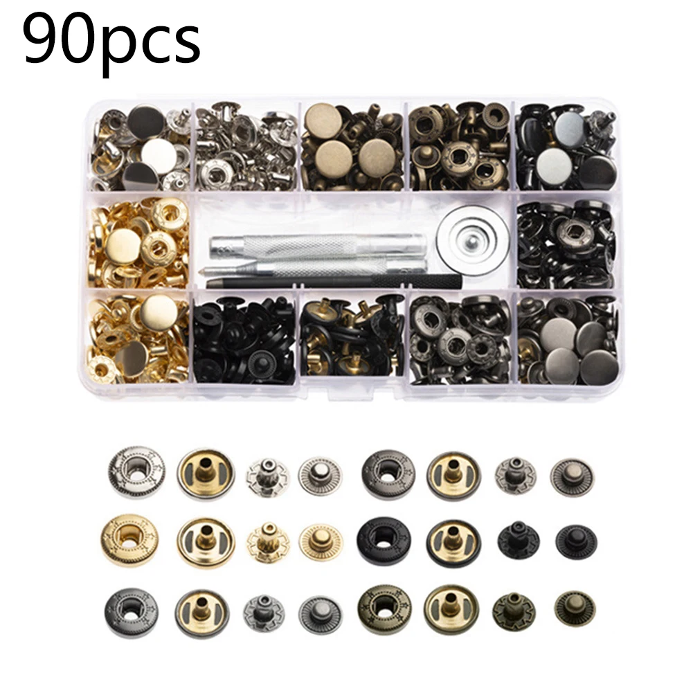 

120/90/60Pcs Set 6 Color Metal Snap Fasteners Button For Clothing Leather Craft Installation Tools Button Accessories