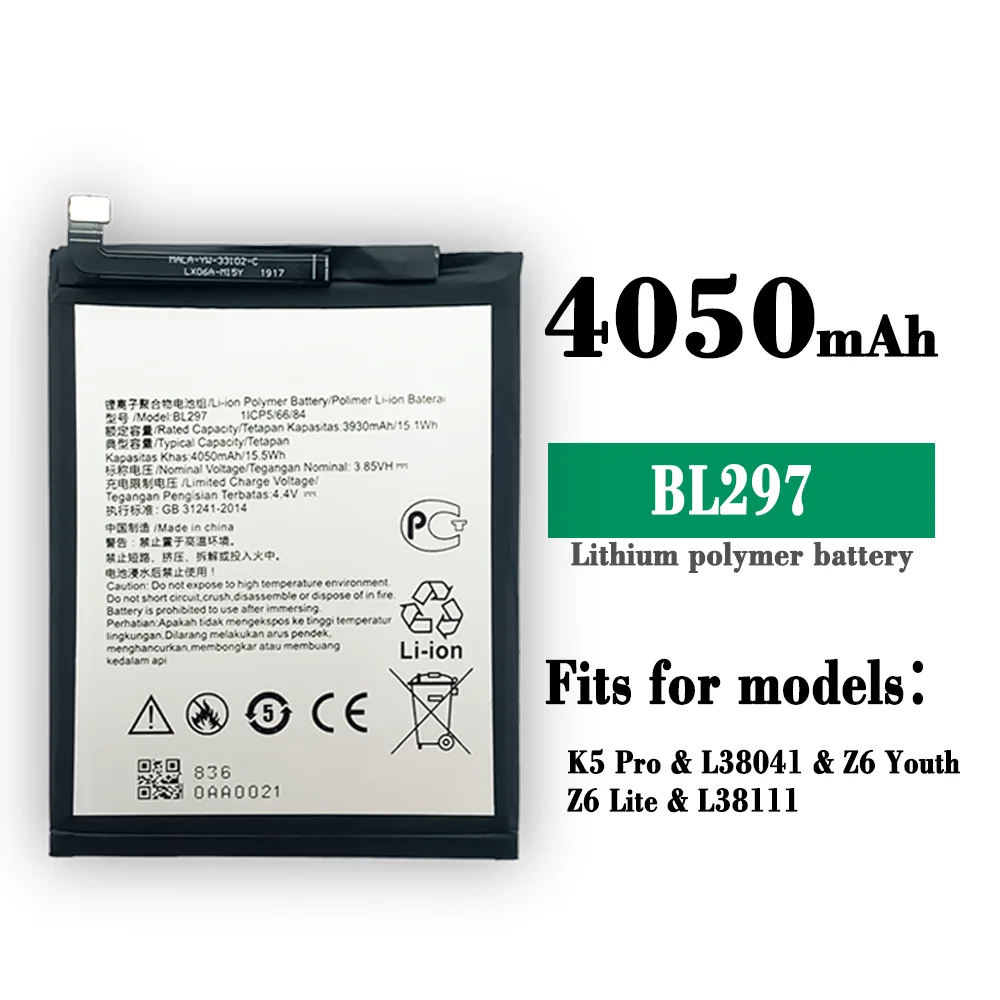 

100% Original High Quality 4050mAh BL297 battery for Lenovo K5 Pro L38111 L38041 Z6 Lite 6.3 inch L38111 For Lenovo K10 Note