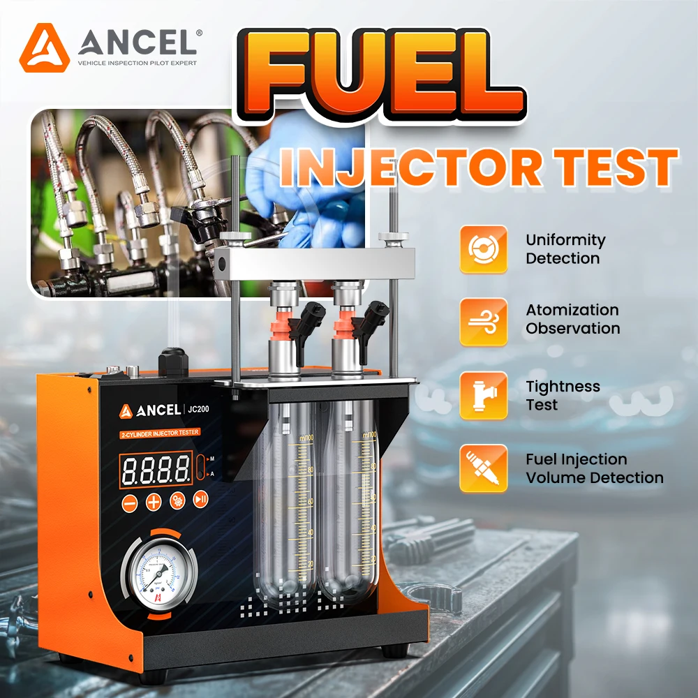 ANCEL JC200 Car Fuel Injector Tester 2-Cylinder Spray Nozzle