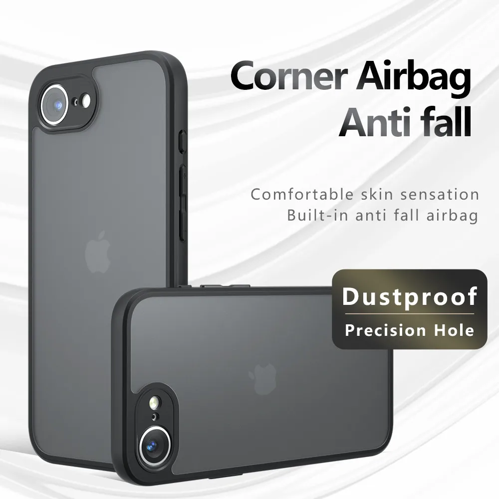 Luxury Armor Matte Shockproof Phone Case with Clear Acrylic Bumper Cover