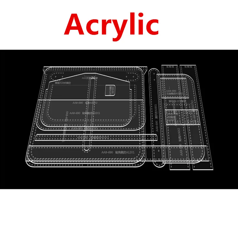 DIY Acrylic Clutch Template for Men, Business Bag, Leather Craft Pattern, Sewing Pattern, New Fashion, 1Set