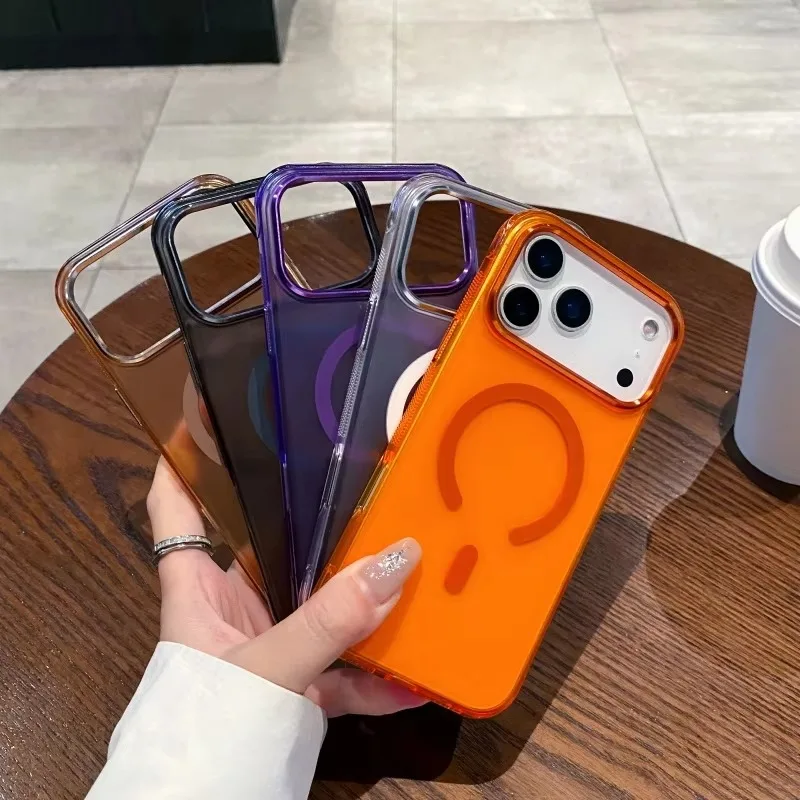 Translucent Magnetic Wrist Strap Phone Case - Matte, Anti-Drop & Shockproof Cover