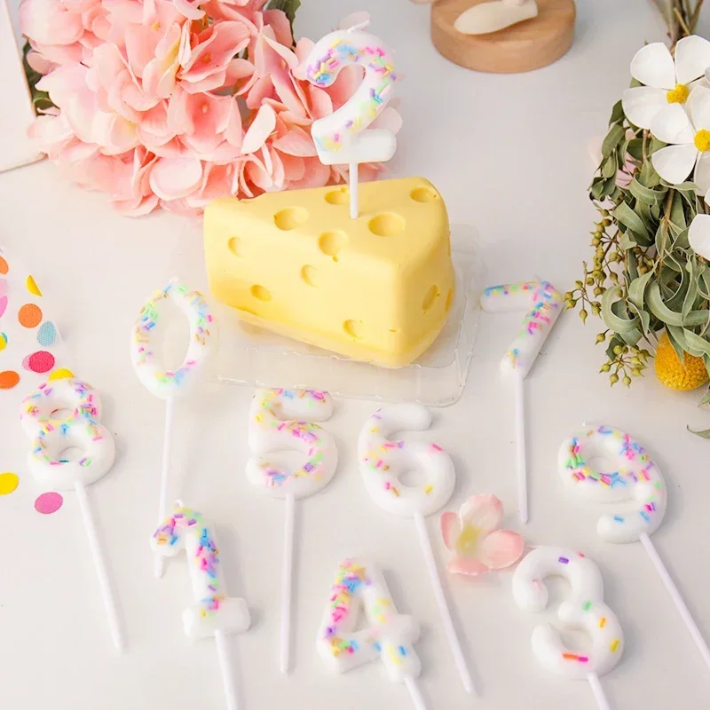 Ice Cream Number Candles Baking 0-9 Wax Candles Digital Cake Topper Kids Children Birthday Party Cake Decoration