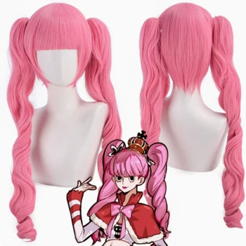 Parrucca cosplay della principessa Perona: coda di cavallo rosa a doppia ondulazione, fibra sintetica, resistente al calore, ideale per spettacoli Comic Con