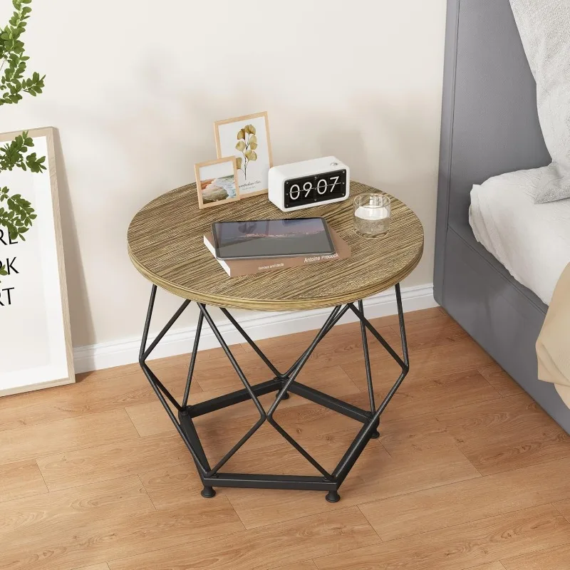 Small Round Coffee Table Set of 2, Modern Coffee Table with Metal Frame, Living Room Table with Easy Assembly, Side End Table 3