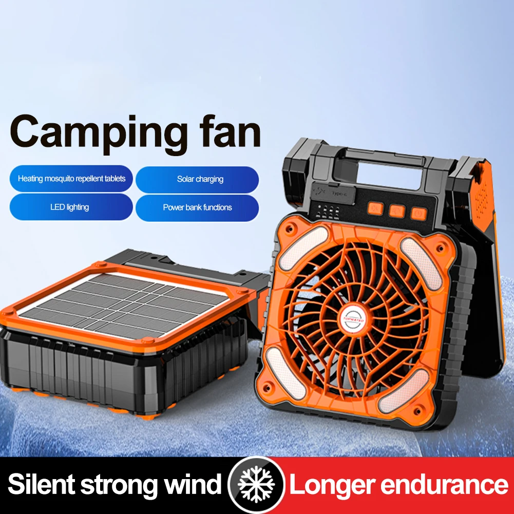 Description Picture 5 of item7800mAh Camping Fan with LED Light Battery Operated Solar Powered Portable Desk Fan Timing 4 Speeds Wind Tent Fan with LED Light