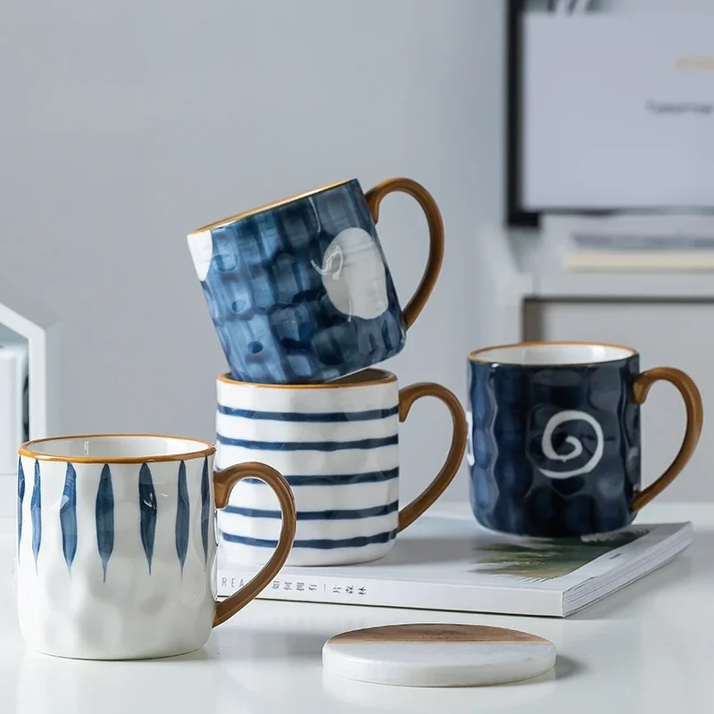 Taza de avena de cerámica japonesa, tazas de desayuno, vidrio de