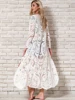 Fitshinling Bohemian White Beach Cover-Up Swimwear Sarong Embroidery Lace Kimono Sexy Transparent Long Cardigan Saida de Praia 1