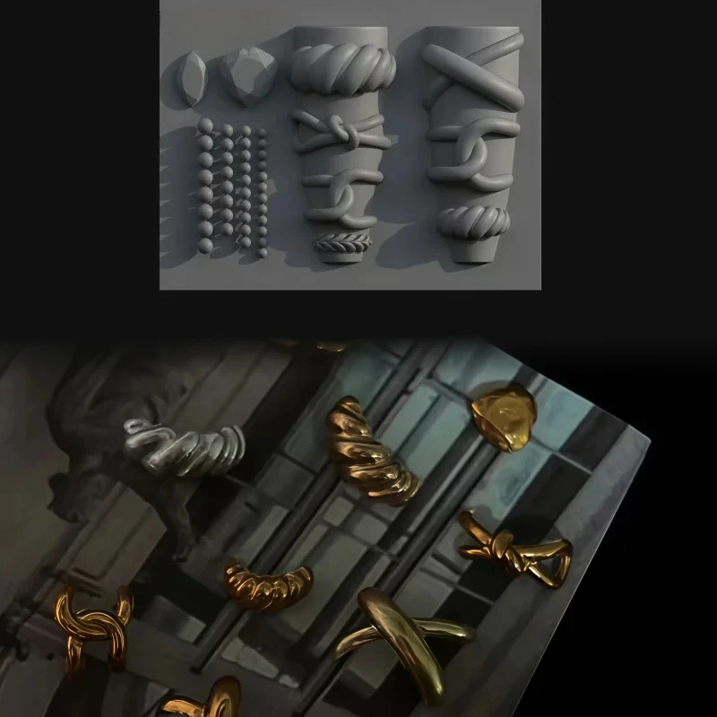 미니멀리스트 인스 스타일 네일 아트 몰드 다이아몬드 비즈 3D 링 실리콘 몰드 투명 쥬얼리 장