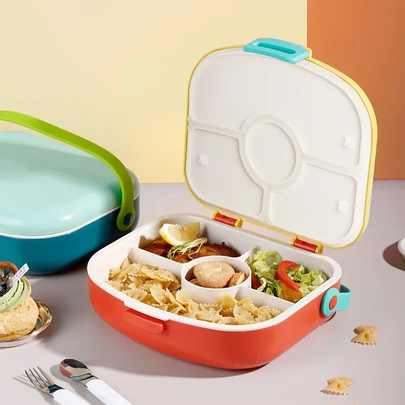 Portable 1300ML Divides Lunch Box Reusable Creative Outdoor Picnic Box BPA-Free 4 Compartment Food Container Student Children LI