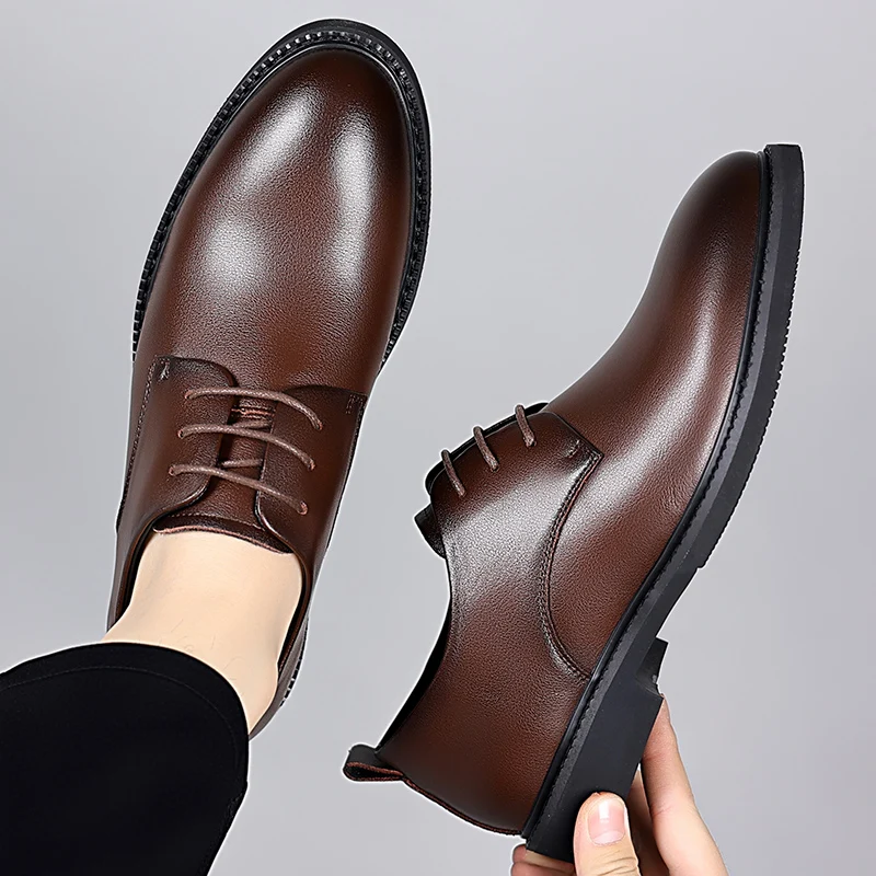 Size up formal leather shoes for men with lace Oxford wedding banquet office casual fashion breathable business shoes