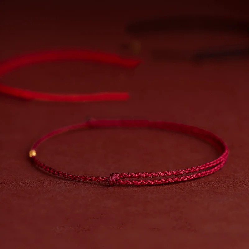 Fashion Handmade Gold Color Beads Red Rope Lucky Bangles Length Adjust Circle Charm Bracelets for Women Men Lovers' Gift - Image 6