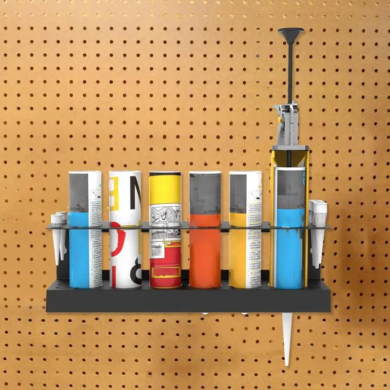 Soporte Para Tubos De Calafateo - Organizador De Pared, Acero, 40.5x8.5x9 Cm, Incluye Tornillos, Para 6 Tubos