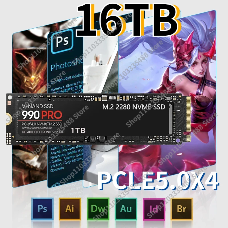 

2024 Original NVME M2 990PRO SSD 1TB 2TB 4TB 2280 PCIe 5.0 Hard Drive Disk 4.0 Internal Solid State for PlayStation5 Laptop PS4