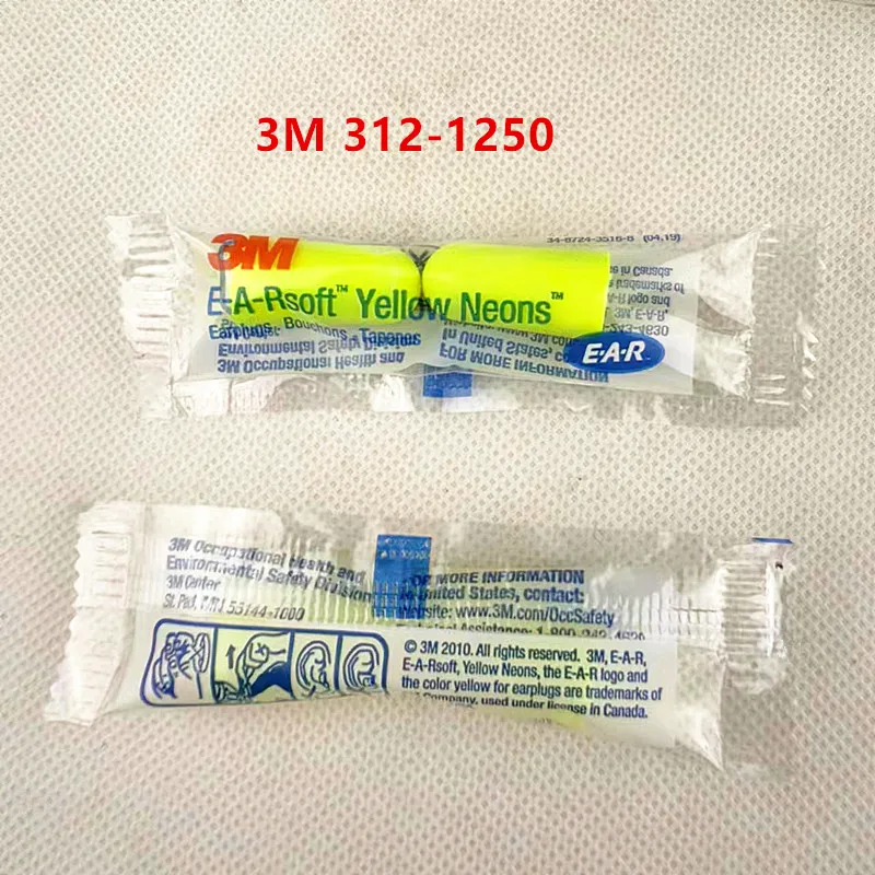 312-1250 노란색 네온, 느린 리바운드, 더 편안한 폼 귀마개, 3M, 로트당 30 쌍