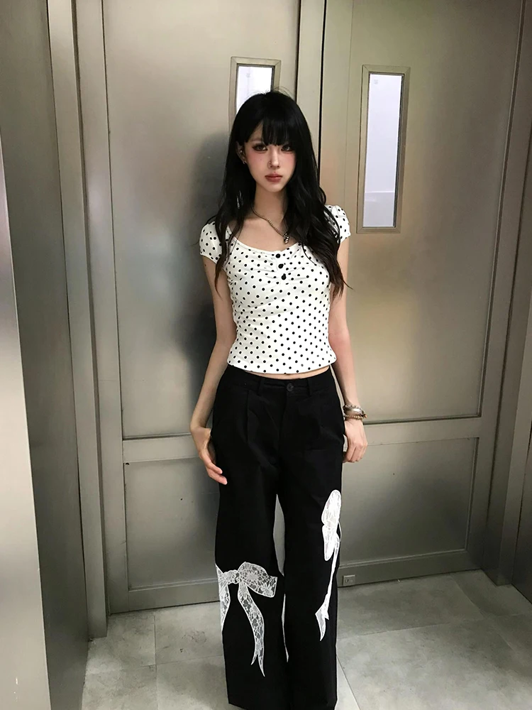 Women's Y2K Polka Dot Slim T-Shirt