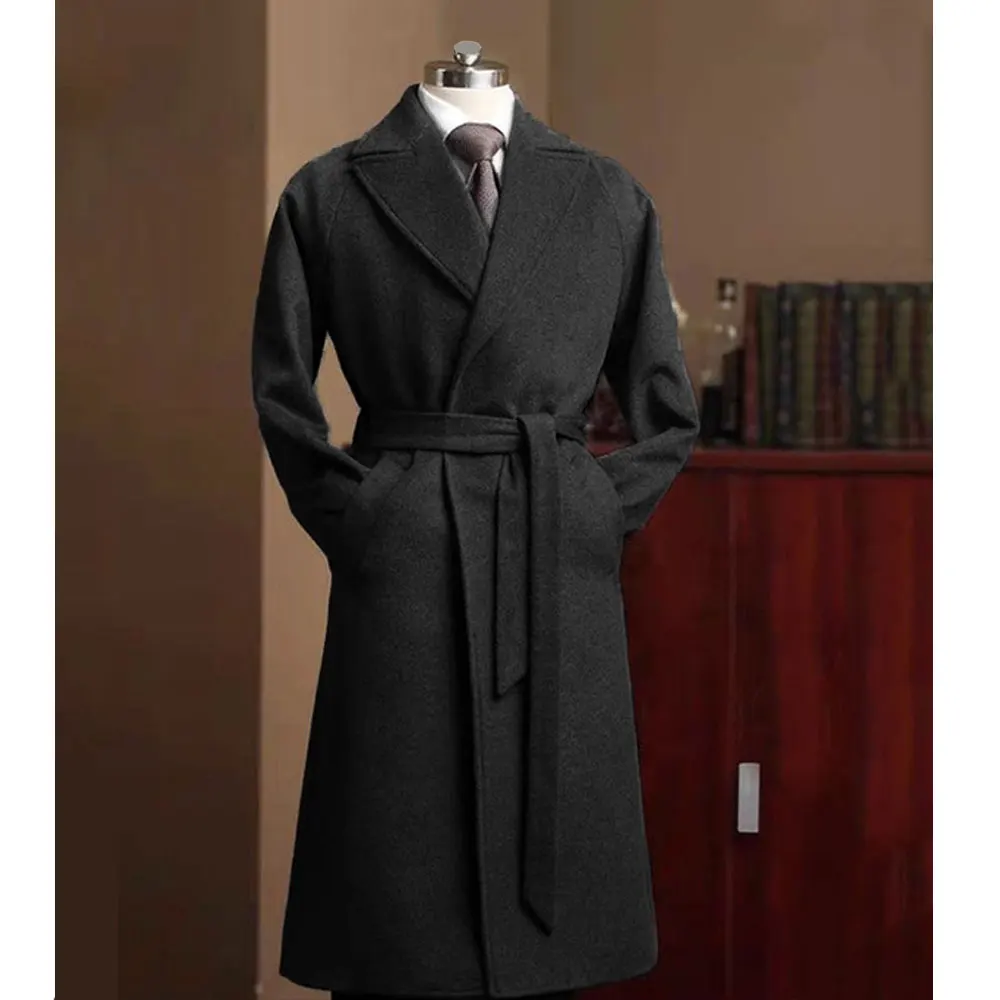 Men's Elegant Gentleman Woolen Coat Autumn and Winter Solid Color Long Woolen Coat for Men Business Casual Windbreaker Clothing 2023 new fashion men clothing set crew neck gentleman long shirt and social casual pants two pieces wedding party wear men suit