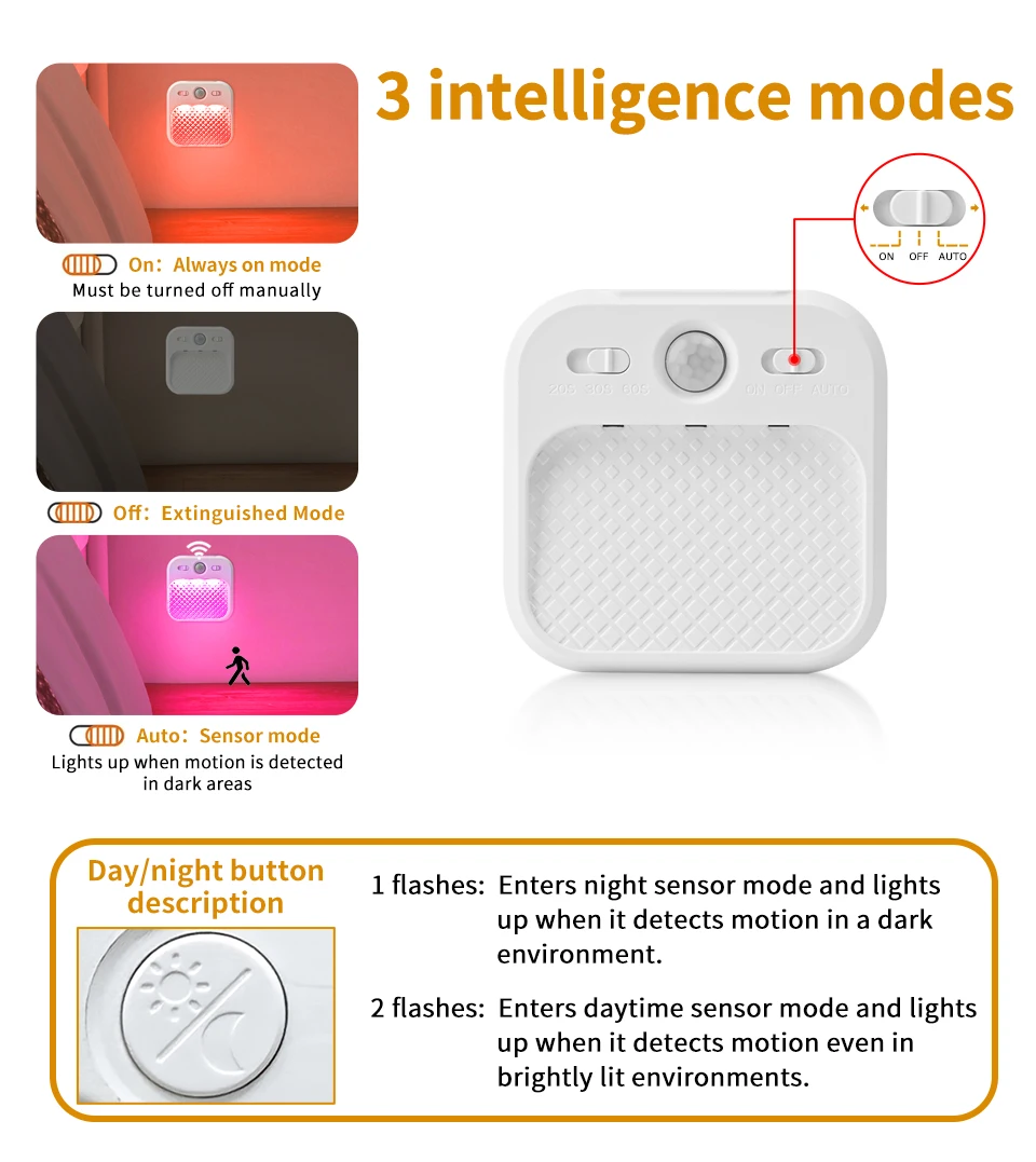 1-4 Pack Led Night Light with Motion Sensor Rechargeable Magnet Dimmable White RGB Wireless Wall Lamp for Stairs Cabinet Hallway