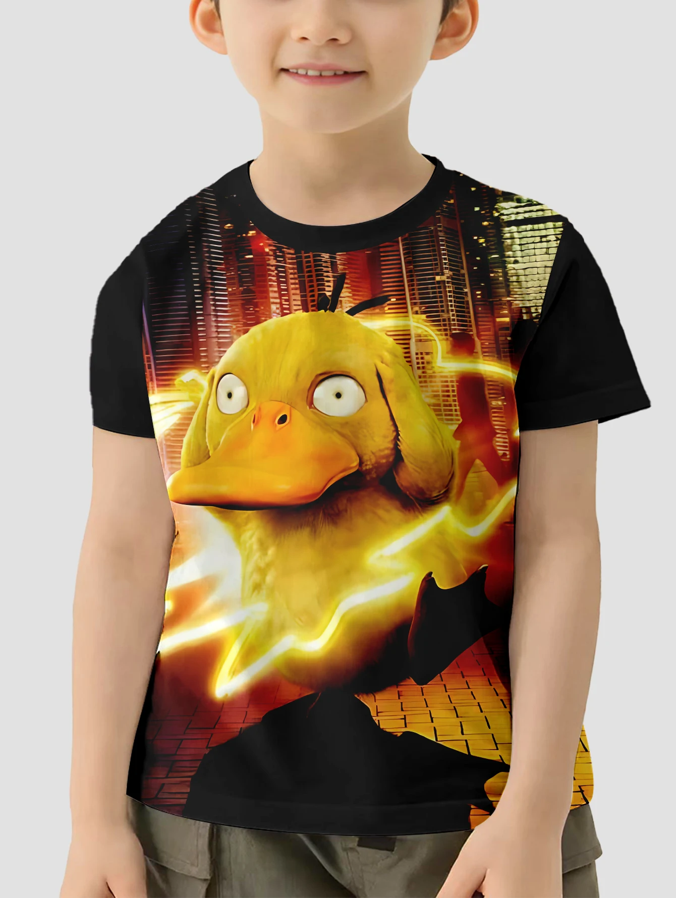 3D Print Cartoon P-psyducks Pokemons Baby Clothing 5 to 14 Years Male Outdoor Clothes for Children Boy Girl Child T-Shirt Top 4