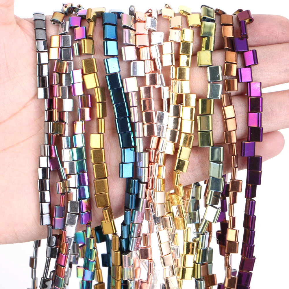 Natürliche Hämatit Stein Perlen Bunte Silber Gold Überzogene Doppel Loch Hämatit Lose Spacer Perlen Für Schmuck Machen Diy Armband