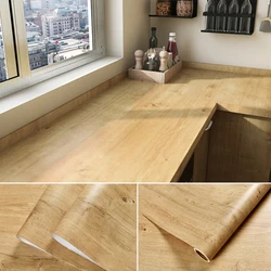 Waterproof Wood Grain Adhesive Wallpaper Roll for Furniture and Decor Renovation (NAN MU)