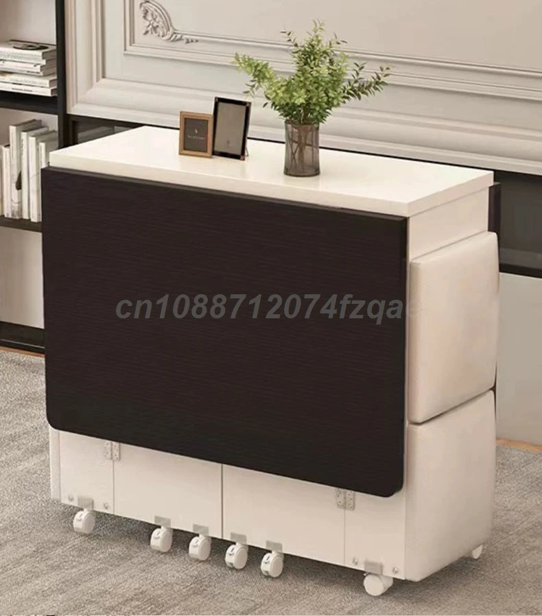 Folding Dining Table Movable Table Set 1.4m Round/ Square Table With Chair Set Furniture For Dining Room Apartment Living Room