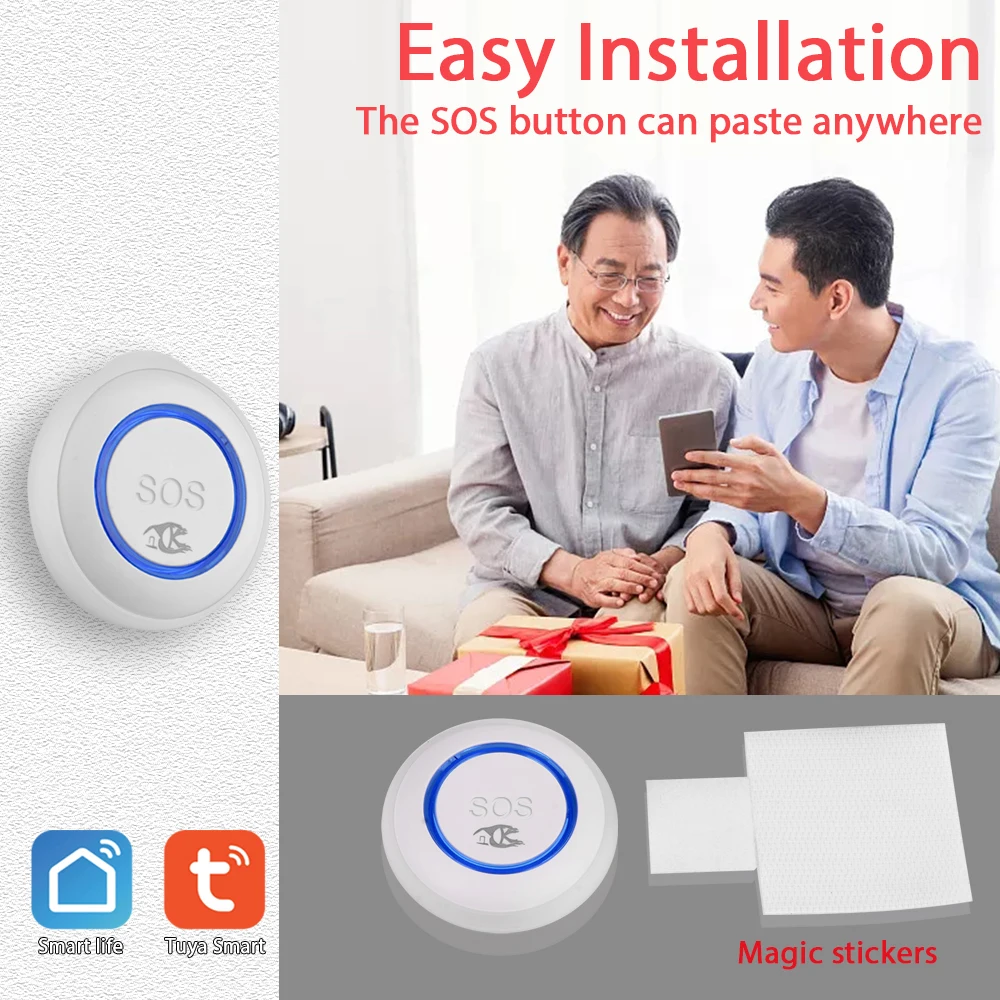 Tuya Smart Life Elderly Emergency Alarm Button Outdoor Wireless SOS Panic Button For Self Defense Old People Helping Accessories medical alert button emergency alarm button