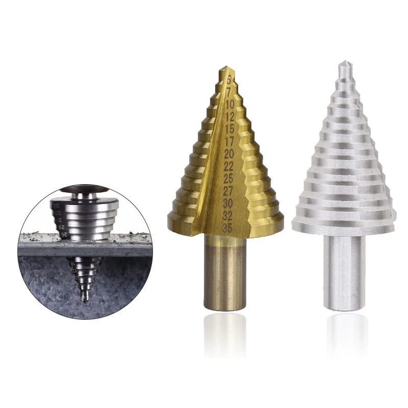 

Step Drill Bit 5-35 Step Cone Dril for Metal Wood Hole Cutter HSS Titanium Coated Drilling Power Woodworking Tools