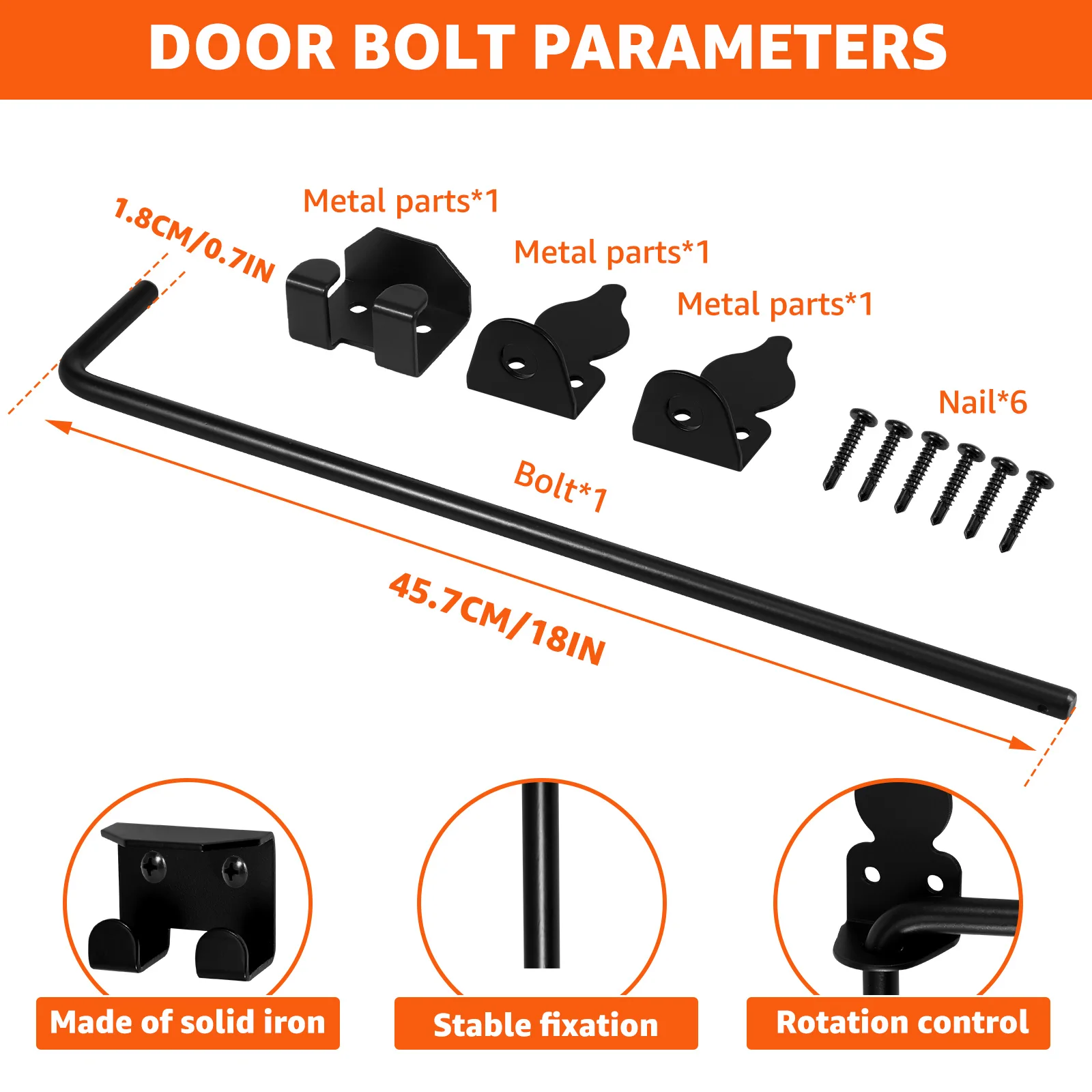 Cane Bolt Gate Drop Rod Kit 18 inch Heavy Duty Iron Gate Ground Latch Multipurpose Fence Ground Latch Gates Doors Stopper