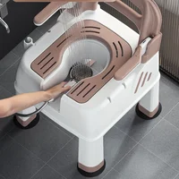 Non-Slip Bathing Stool, Emergency Shower Seat, Mobile Toilet with Backrest, Disabled Bath Aid for Elderly, Bathing Assist 1