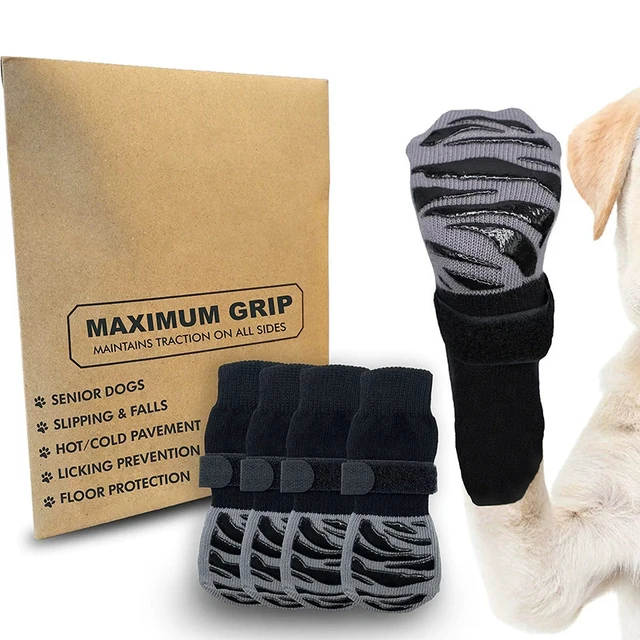 Anti-Slip Pet Dog Socks Paw Protector Traction Control Adjustable Indoor Wear Knitted Pet Socks Machine Washable 4pcs/pack 3