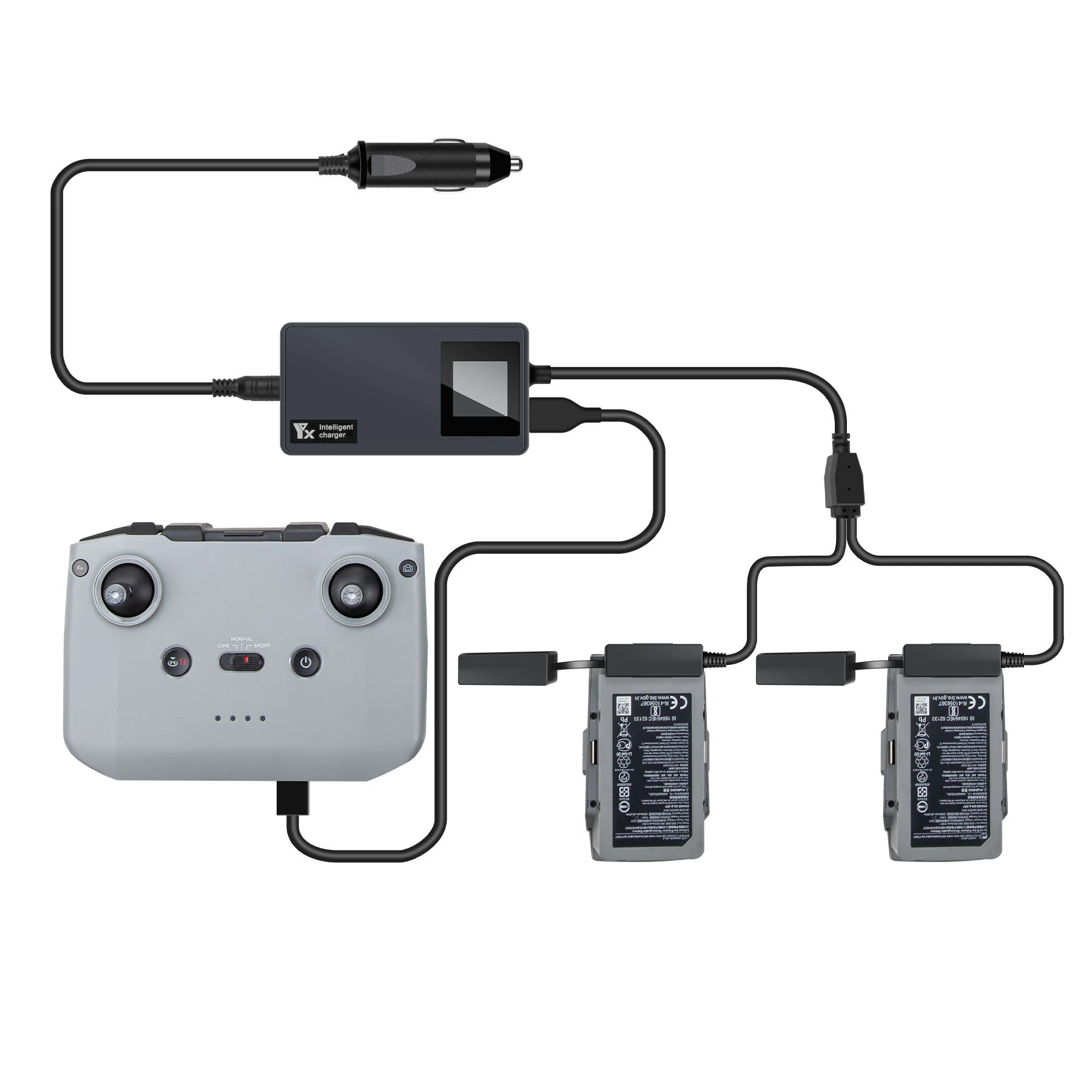 

For DJI Mavic AIR 2 / AIR 2S DC 12-16V 7A Digital Display Car Charger Drone Accessories