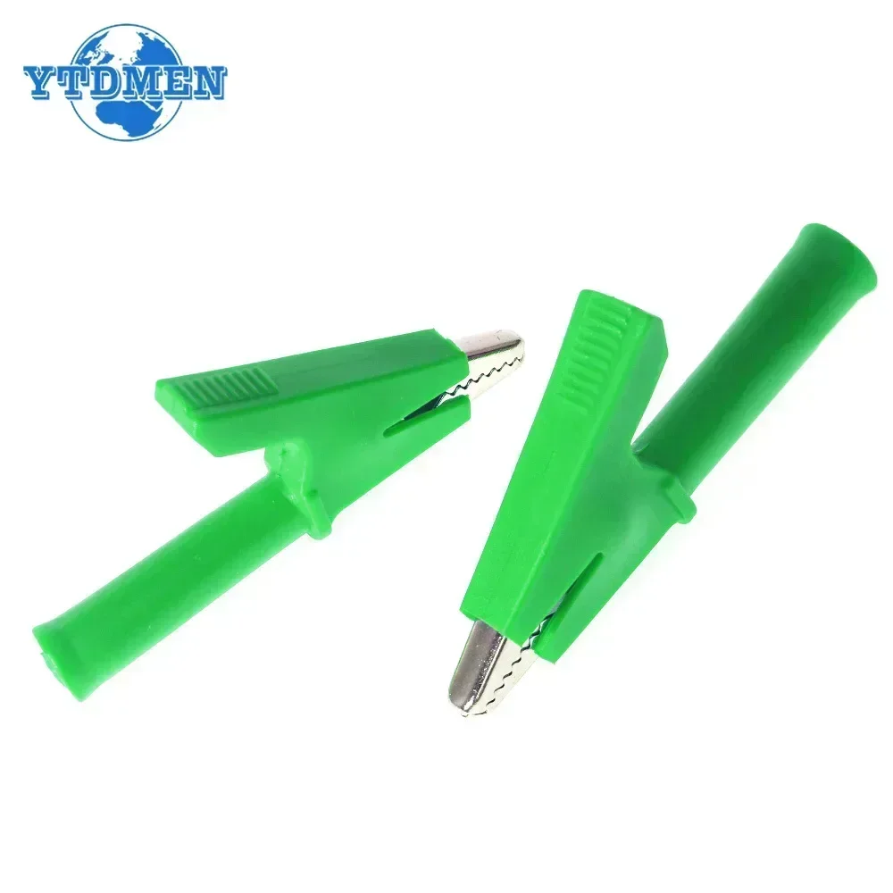Alligator Clips J.60049 10mm 4mm Jack Socket Full Insulated Safe Crocodile Clips Test Clip Green Red Yellow Blue 2PCS alligator clips electric test clamp test clip