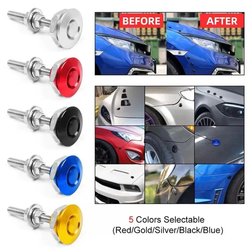 

1.25" Universal Style Push Button Billet Hood Pins Lock Clip Kit For BMW ect Car Quick Pins TT102253 30mm button type modified