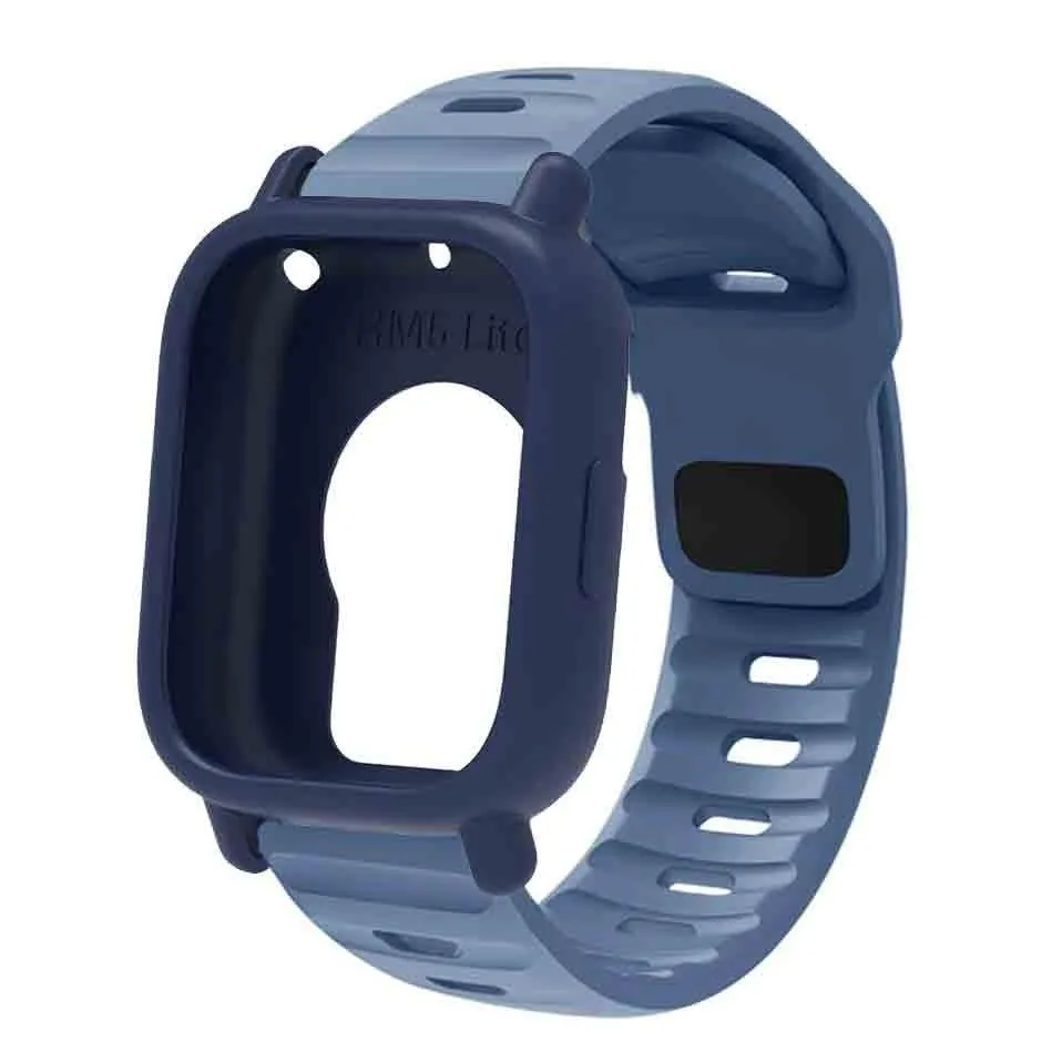 Silicone Strap & Bumper Cover for Smartwatch - Sporty Replacement Wristband Protector