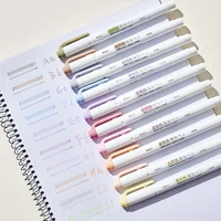 5 Colors Double Headed Highlighter Pen Set Fluorescent Drawing Markers Highlighters Pens Art Japanese Cute Pastel Stationery 1