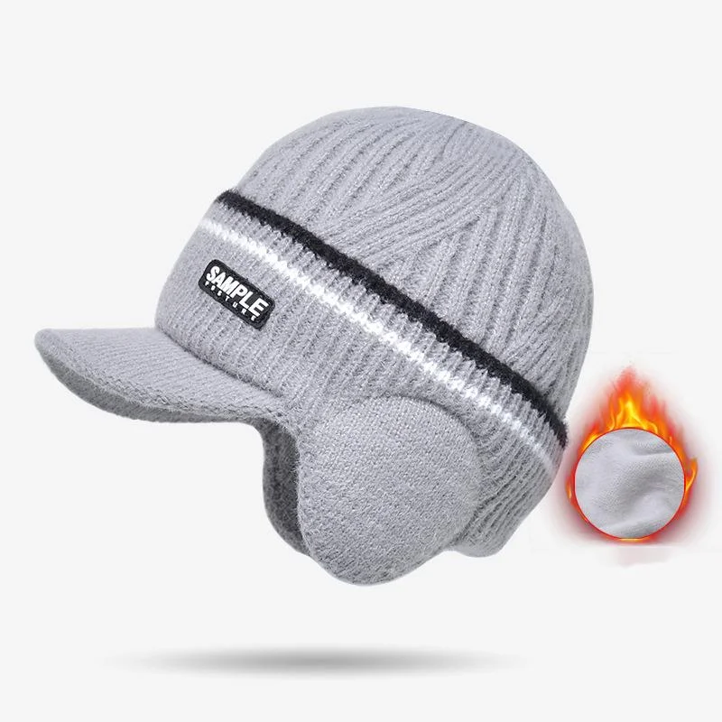 2023 Nieuwe Hot Selling 9156 Winter Pluche Trui Hoed Outdoor Koude Bescherming Gehoorbescherming Baseball Hoed Heren Warme gebreide Wollen Hoed_voghion.com