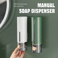 เครื่องจ่ายสบู่แบบไม่ต้องเจาะรู ใช้งานง่าย กดด้วยมือ ความจุ 450 มล. - แบบติดผนังด้วยกาว สำหรับเจลล้างมือ แชมพู และเจลอาบน้ำ 1