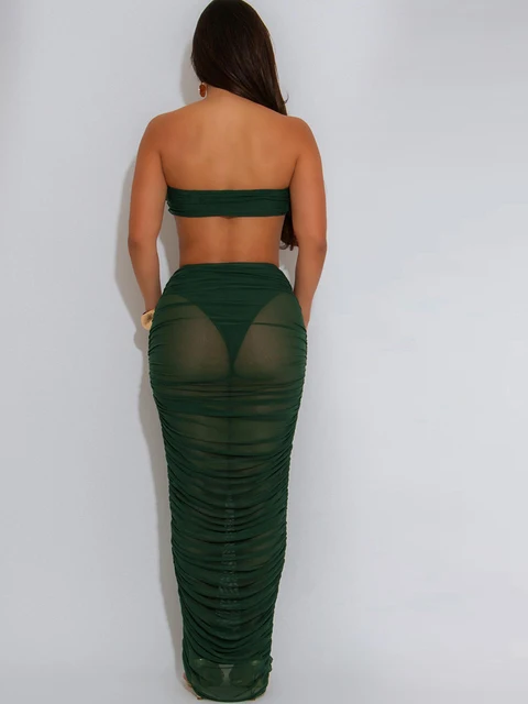 Felicia Wave Mesh Ruched Skrit Set 4