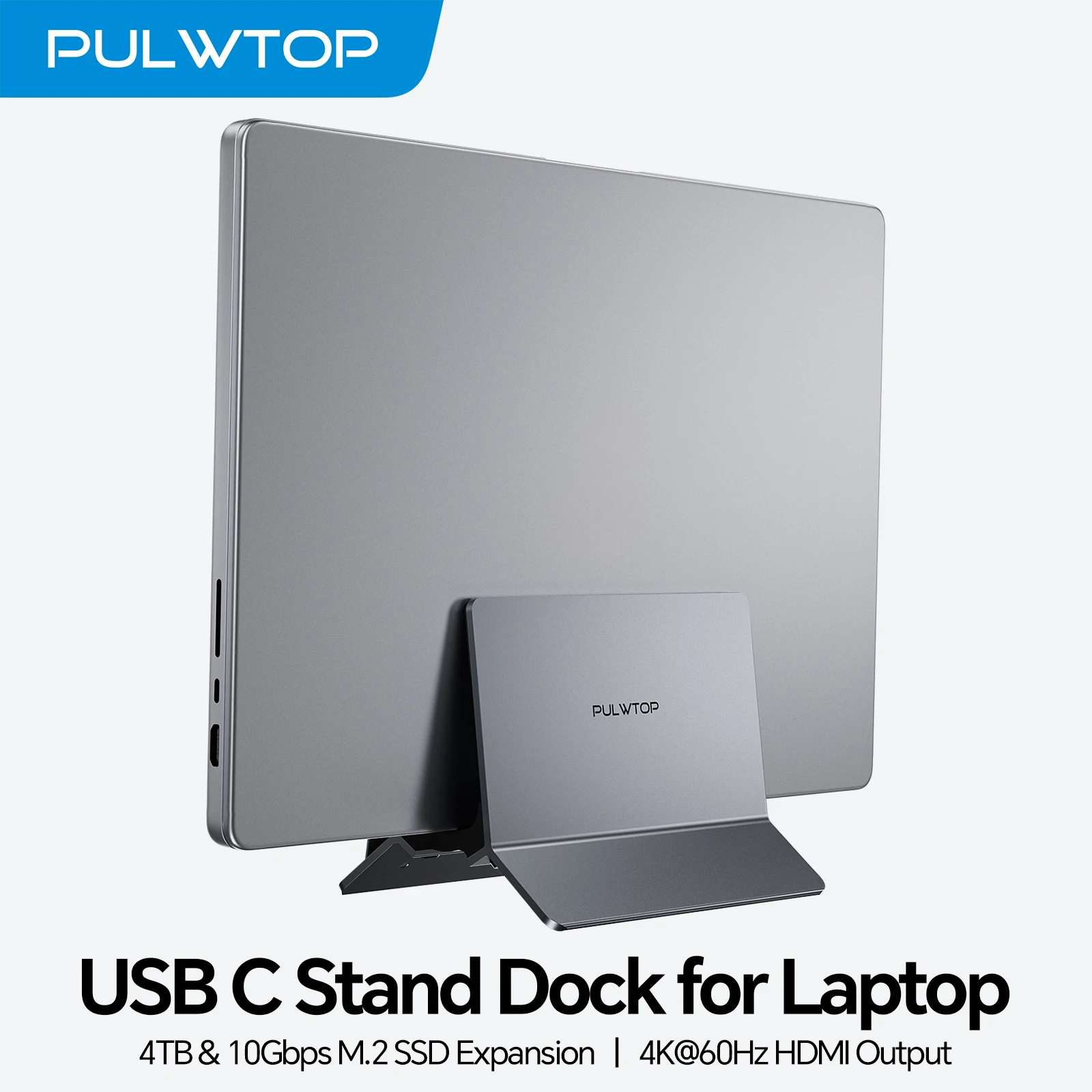 PULWTOP Vertical Laptop Docking Station with M.2 SSD Expansion, HD thumbnail 4