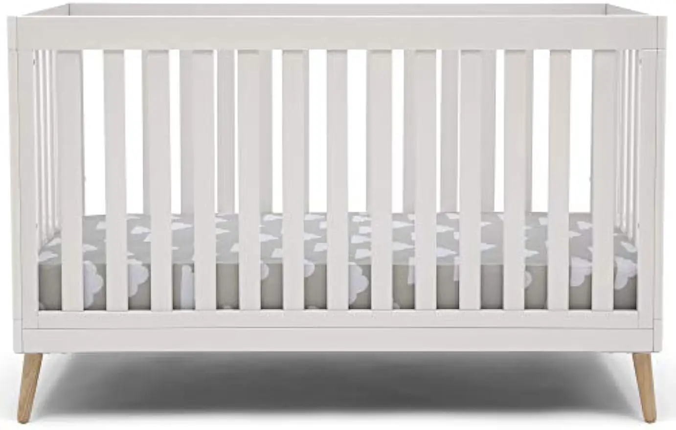 

Essex 4-in-1 Convertible Baby Crib, Bianca White with Natural Legs