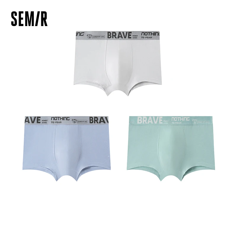 Semir Men Underwear Pure Cotton Boxer Shorts Breathable Skin-friendly Antibacterial Trend Boxer Pants for Men