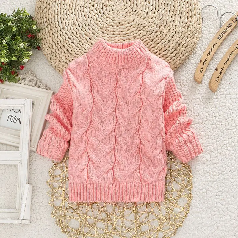 Autumn And Winter Unisex Casual Pullover Turtleneck And O-Neck 2-13 Years Boys And Girls Knitted Sweater Kids Clothes