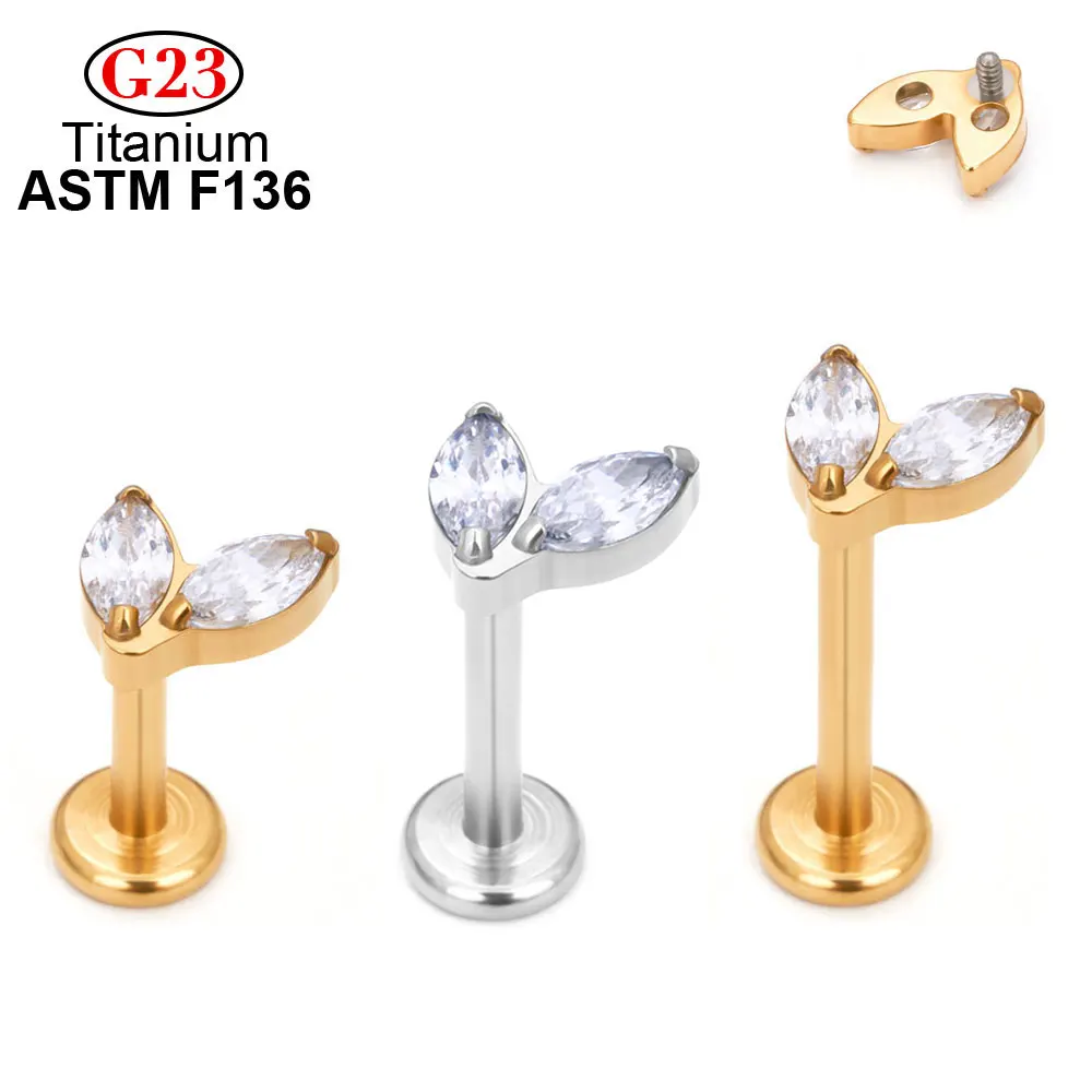 

Rabbit Ear Design Stud ASTM F136 Titanium Cartialge Tragus Spiral Perforated Labret Lip Nail Body Jewelry