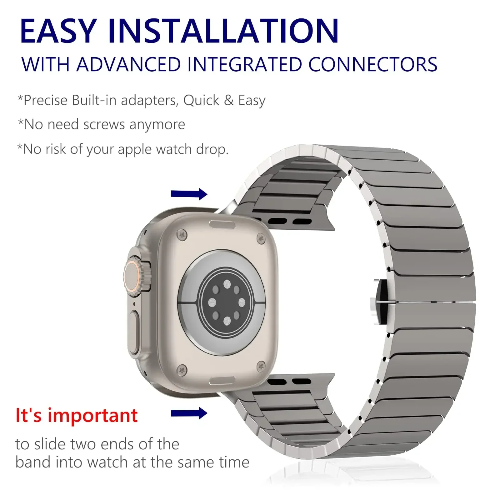 Stainless Steel Business Metal Watch Band Strap