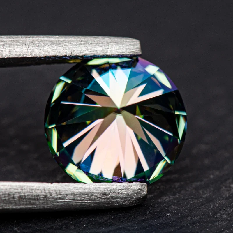 Moissanite Stone Round Cut Rainbow Purple Gemstone Lab Grown Diamond for DIY Jewelry Making Materials with GRA Certificate 6