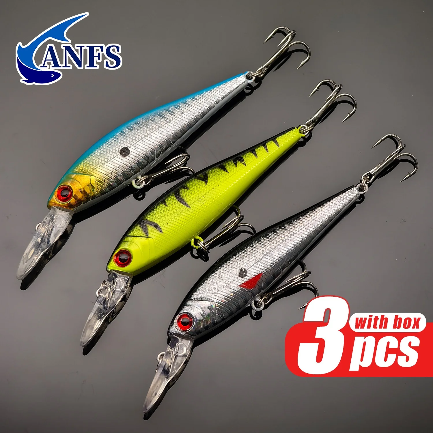 Anfs 3PCS Minnow Lure -exceptional Artificial Baits Enhanced Catch Rates,cool