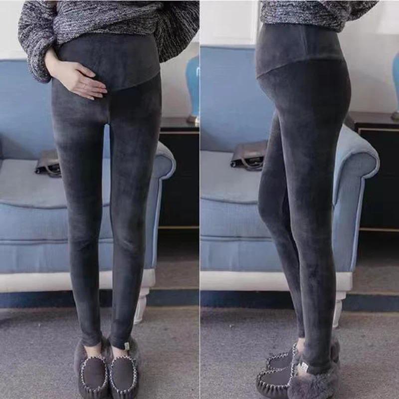 Pregnant Women Winter leggings Double Sided Velvet Keep Warm Trousers Maternity thick Fleece Belly Pants maternity leggings