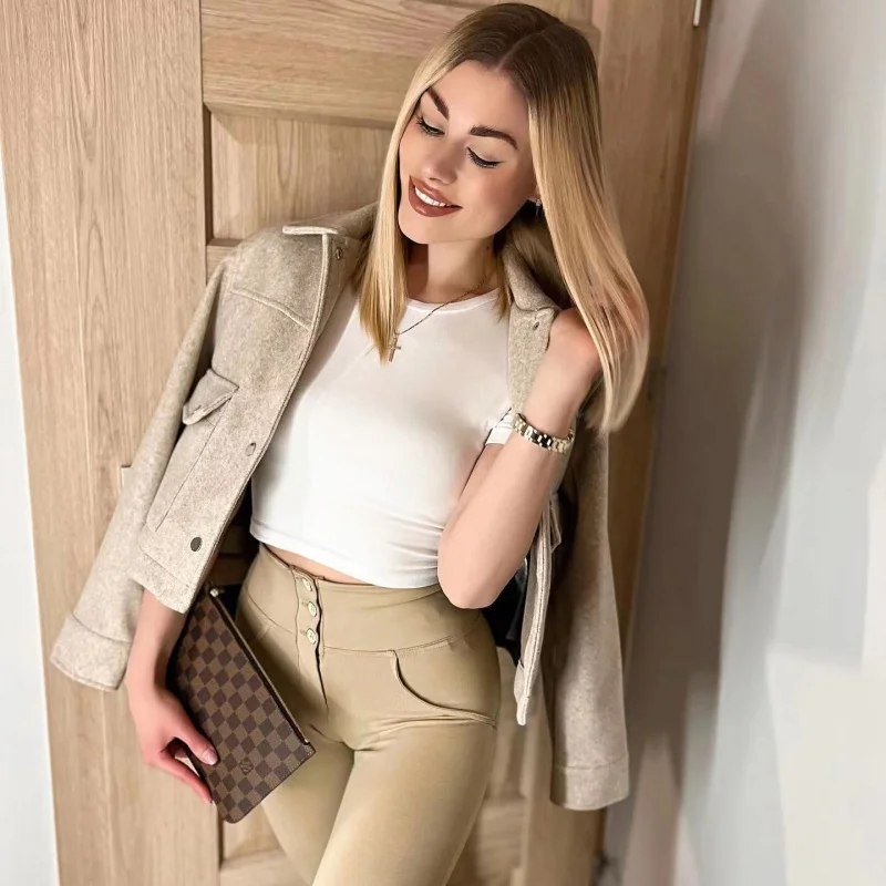 

Fashion Jackets for Women 2023 Autumn Coats Female Chic Big Pocket Casual Jacket Coat Ladies Single-breasted New Outerwe URA
