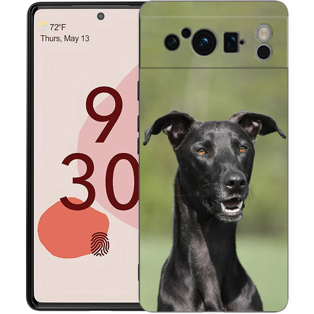 Elegant Greyhound Dog Design Black Soft TPU Phone Case